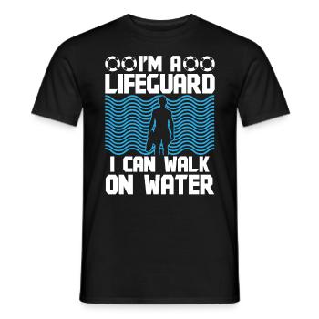 Pool Attendant Lifeguard Walk On Water Lifeguard - Men's T-Shirt - black - Front - AI Model Male 178 light (178cm)