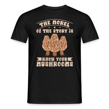 La morille de l’histoire est de connaître vos champignons - T-shirt homme - noir - Devant - AI Model Male 178 light (178cm)