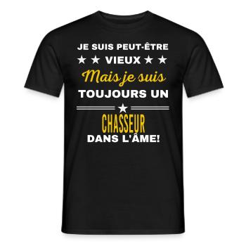 Je suis peut-être vieux CHASSEUR - T-shirt homme - noir - Devant - AI Model Male 178 light (178cm)