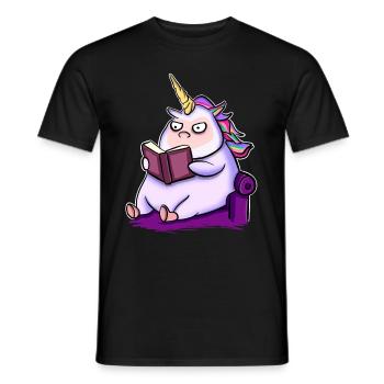 Unicorn Reading Book Books - Men's T-Shirt - black - Front - AI Model Male 178 light (178cm)
