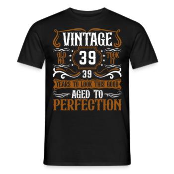 39e anniversaire Vintage Rétro - T-shirt homme - noir - Devant - AI Model Male 178 light (178cm)