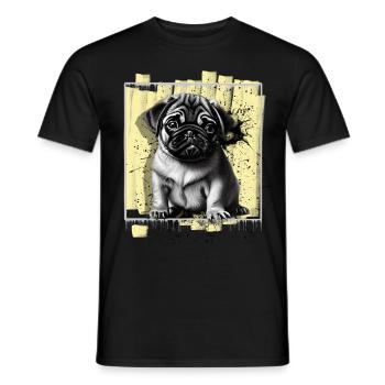 Mops Hund - Männer T-Shirt - Schwarz - Vorne - AI Model Male 178 light (178cm)