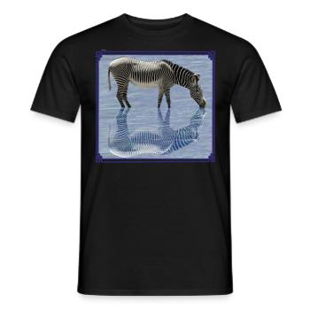Zebra Spiegelbild - Zebras - Wildtiere in Afrika - Männer T-Shirt - Schwarz - Vorne - AI Model Male 178 light (178cm)