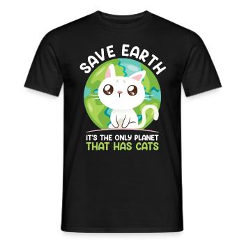 Save Earth Cat Lovers Conservation des espèces Environnement - T-shirt homme - noir - Devant - AI Model Male 178 light (178cm)