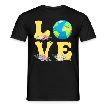 Save the Earth LOVE Mission Earth Environmental Protection - Men's T-Shirt - black - Front - AI Model Male 178 light (178cm)
