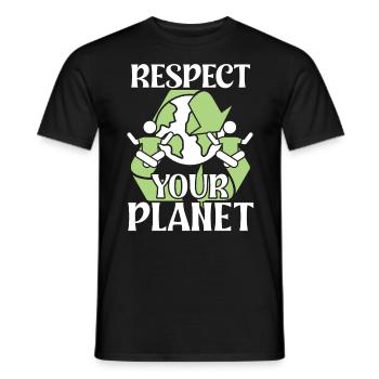 Activisme environnemental Respectez votre planète Protection de l’environnement - T-shirt homme - noir - Devant - AI Model Male 178 light (178cm)