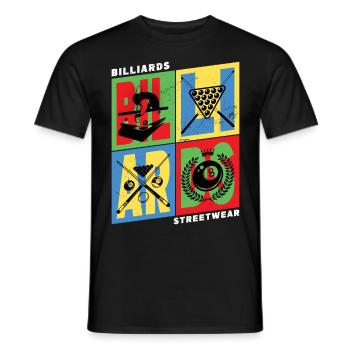 Billard Billard Billard Boules de queue Vintage Rétro - T-shirt homme - noir - Devant - AI Model Male 178 light (178cm)