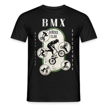 BMX Fahrrad Biker Stunt Trick Freestyle Vintage - Männer T-Shirt - Schwarz - Vorne - AI Model Male 178 light (178cm)