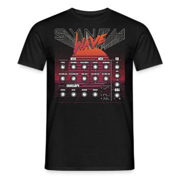 Synthesizer Recording Studio Waveform Synthesis Electro Mu - Men's T-Shirt - black - Front - AI Model Male 178 light (178cm)