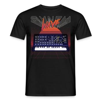 Synthesizer, Recording Studio, Waveform, Synthesis, Electro - Men's T-Shirt - black - Front - AI Model Male 178 light (178cm)