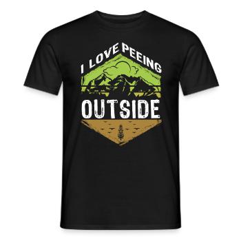 I love peeing outside hikers funny mountains - Men's T-Shirt - black - Front - AI Model Male 178 light (178cm)