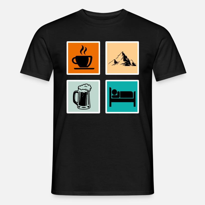 Bergfan Kaffeelover Bierfan Summit Wanderer - Männer T-Shirt - Schwarz
