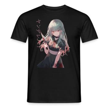 Gesugao Yandere Manga Anime Girl Character - Men's T-Shirt - black - Front - AI Model Male 178 light (178cm)
