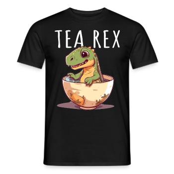 Tea Rex Sweet Dino in Teacup - Men's T-Shirt - black - Front - AI Model Male 178 light (178cm)