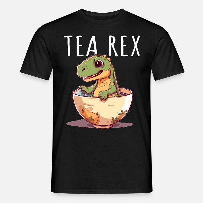 Tea Rex Süßer Dino in Teetasse - Männer T-Shirt - Schwarz