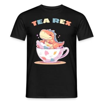 Tea Rex Süßer Dino in Teetasse - Männer T-Shirt - Schwarz - Vorne - AI Model Male 178 light (178cm)