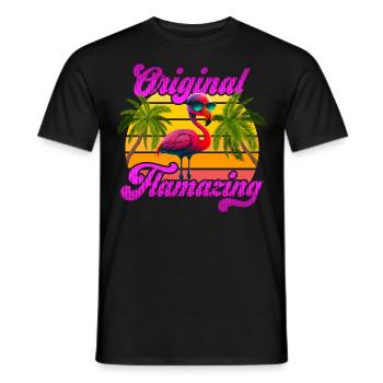 Original Flamazing Flamingo Summer Party Celebrations - Men's T-Shirt - black - Front - AI Model Male 178 light (178cm)