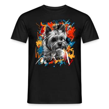 Yorkshire Terrier - Männer T-Shirt - Schwarz - Vorne - AI Model Male 178 light (178cm)