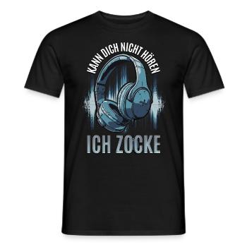 Kann Dich Nicht Hören Ich Zocke - Gaming Headset - Männer T-Shirt - Schwarz - Vorne - AI Model Male 178 light (178cm)