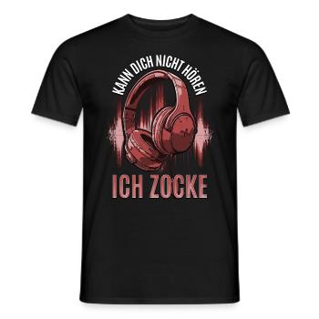 Kann Dich Nicht Hören Ich Zocke - Gaming Headset - Männer T-Shirt - Schwarz - Vorne - AI Model Male 178 light (178cm)