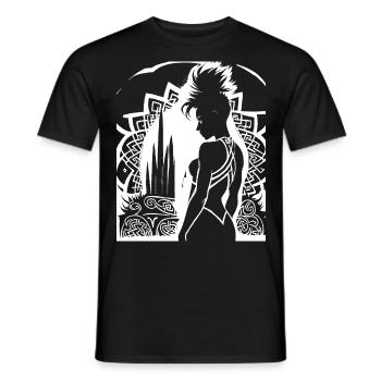 Fantasy Post Punk Celtic Tribal Batcave Mohawk Gi - Men's T-Shirt - black - Front - AI Model Male 178 light (178cm)