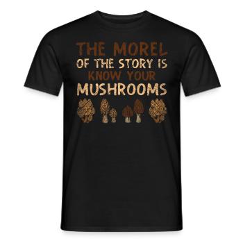 La morille de l’histoire est de connaître vos champignons - T-shirt homme - noir - Devant - AI Model Male 178 light (178cm)