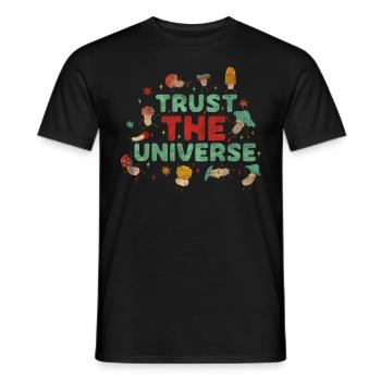 Trust The Universe Hippie Mushroom - Men's T-Shirt - black - Front - AI Model Male 178 light (178cm)
