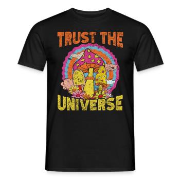 Trust The Universe Hippie Mushroom - Men's T-Shirt - black - Front - AI Model Male 178 light (178cm)