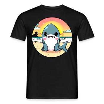Requin détendu sur la plage - T-shirt homme - noir - Devant - AI Model Male 178 light (178cm)