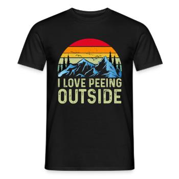 I love peeing outside hikers funny mountains - Men's T-Shirt - black - Front - AI Model Male 178 light (178cm)