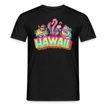 Hawaii Summer Flamingo Palm Tree Beach Ocean Vacation - T-shirt homme - noir - Devant - AI Model Male 178 light (178cm)