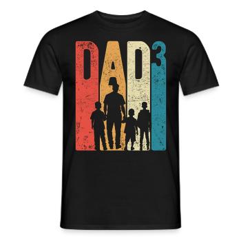 Papa jusqu’à 3 Papa Jusqu’à 3 Enfants Trois garçons Rétro - T-shirt homme - noir - Devant - AI Model Male 178 light (178cm)