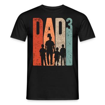 Papa jusqu’à 3 Papa Jusqu’à 3 Enfants Trois garçons Rétro - T-shirt homme - noir - Devant - AI Model Male 178 light (178cm)