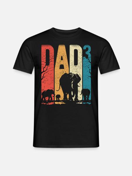 Dad Hoch 3 Papa Hoch 3 Kinder Papa Elefant - Mænd T-shirt - sort