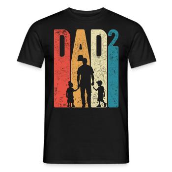 Dad Hoch 2 Papa Hoch 2 Kinder Zwei Söhne Retro - Männer T-Shirt - Schwarz - Vorne - AI Model Male 178 light (178cm)