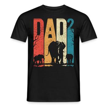 Dad Hoch 2 Papa Hoch 2 Kinder Papa Elefant - Männer T-Shirt - Schwarz - Vorne - AI Model Male 178 light (178cm)