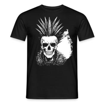 Horror Fan Totenkopf mit Irokesenschnitt Verrückter Punkrocker Wortspiel - Männer T-Shirt - Schwarz - Vorne - AI Model Male 178 light (178cm)