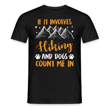 Hiking, dog fan, hiker, mountain fan, mountaineer - Men's T-Shirt - black - Front - AI Model Male 178 light (178cm)