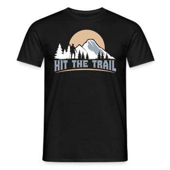 Mountaineer Hit the Trail Mountains Hiking - Men's T-Shirt - black - Front - AI Model Male 178 light (178cm)