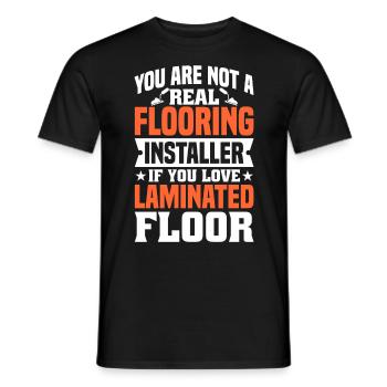 Revêtement de sol Installateur Carrelage Revêtement de sol - T-shirt homme - noir - Devant - AI Model Male 178 light (178cm)