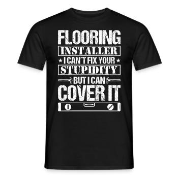Revêtement de sol Installateur Carrelage Revêtement de sol - T-shirt homme - noir - Devant - AI Model Male 178 light (178cm)