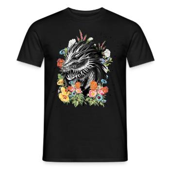 Fleurs de dragon - T-shirt homme - noir - Devant - AI Model Male 178 light (178cm)