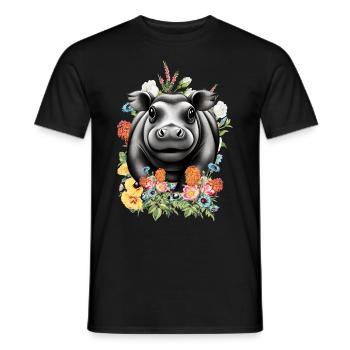 Fleurs d’hippopotame - T-shirt homme - noir - Devant - AI Model Male 178 light (178cm)
