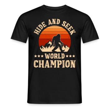 Hide and Seek World Champion Hiking Funny Mountains - Men's T-Shirt - black - Front - AI Model Male 178 light (178cm)