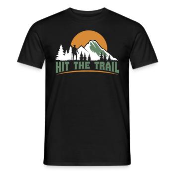 Mountaineers Hit the Trail Mountains Hiking - Men's T-Shirt - black - Front - AI Model Male 178 light (178cm)
