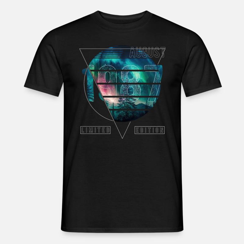 Limited Edition 1987 August Geburtstag Polarlicht - Männer T-Shirt - Schwarz