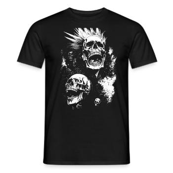 Anarchy Fan Skull avec Mohawk Crazy Antisocial Pu - T-shirt homme - noir - Devant - AI Model Male 178 light (178cm)