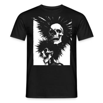 Horror Fan Totenkopf mit Irokesenschnitt Verrückter Punkrocker Wortspiel - Männer T-Shirt - Schwarz - Vorne - AI Model Male 178 light (178cm)