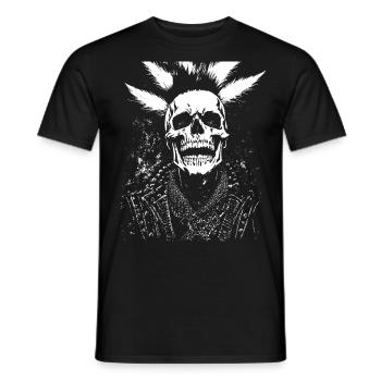 Anarchy Fan Schädel mit Irokesenschnitt Verrückt Asozial Pu - Männer T-Shirt - Schwarz - Vorne - AI Model Male 178 light (178cm)