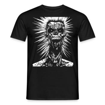 Horror Fan Totenkopf mit Irokesenschnitt Verrückter Punkrocker Wortspiel - Männer T-Shirt - Schwarz - Vorne - AI Model Male 178 light (178cm)